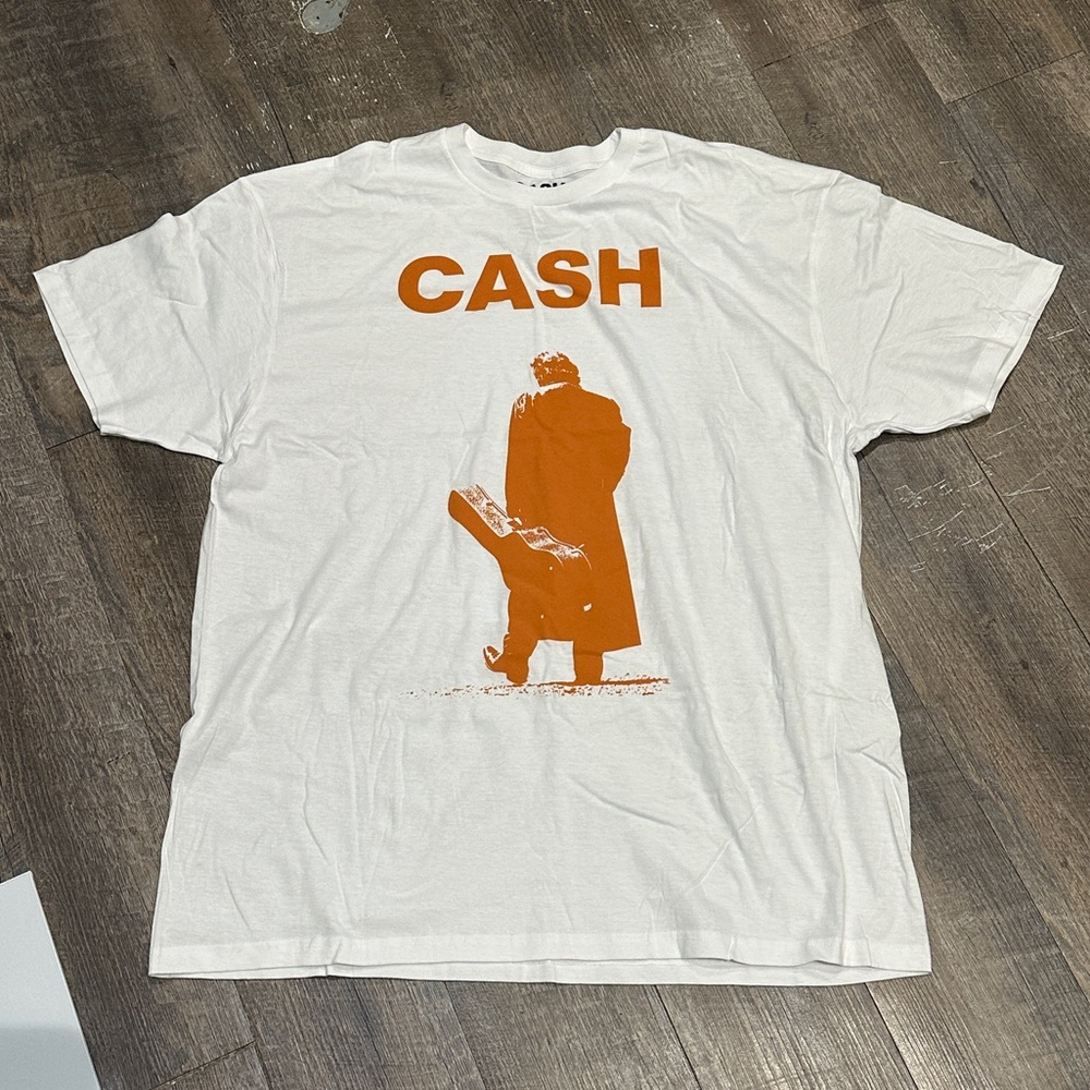 Johnny Cash Orange Graphic T Shirt Mens 2XL White Cotton New